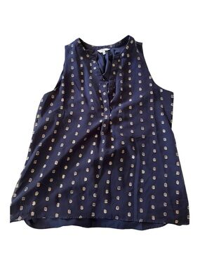 crown & ivy Navy Sleeveless V-Neck Camisole with Metallic Dot Accents